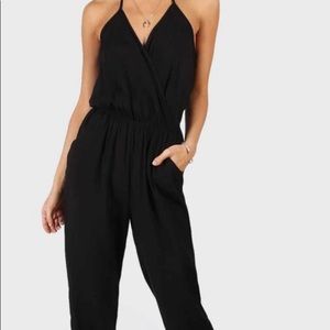 SHEIN Surplice Self Tie Halter Jumpsuit